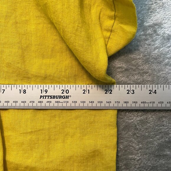 Terzo Millennio Italy Women Lagenlook Basic Linen Marigold Yellow Tunic Top L - Picture 7 of 10